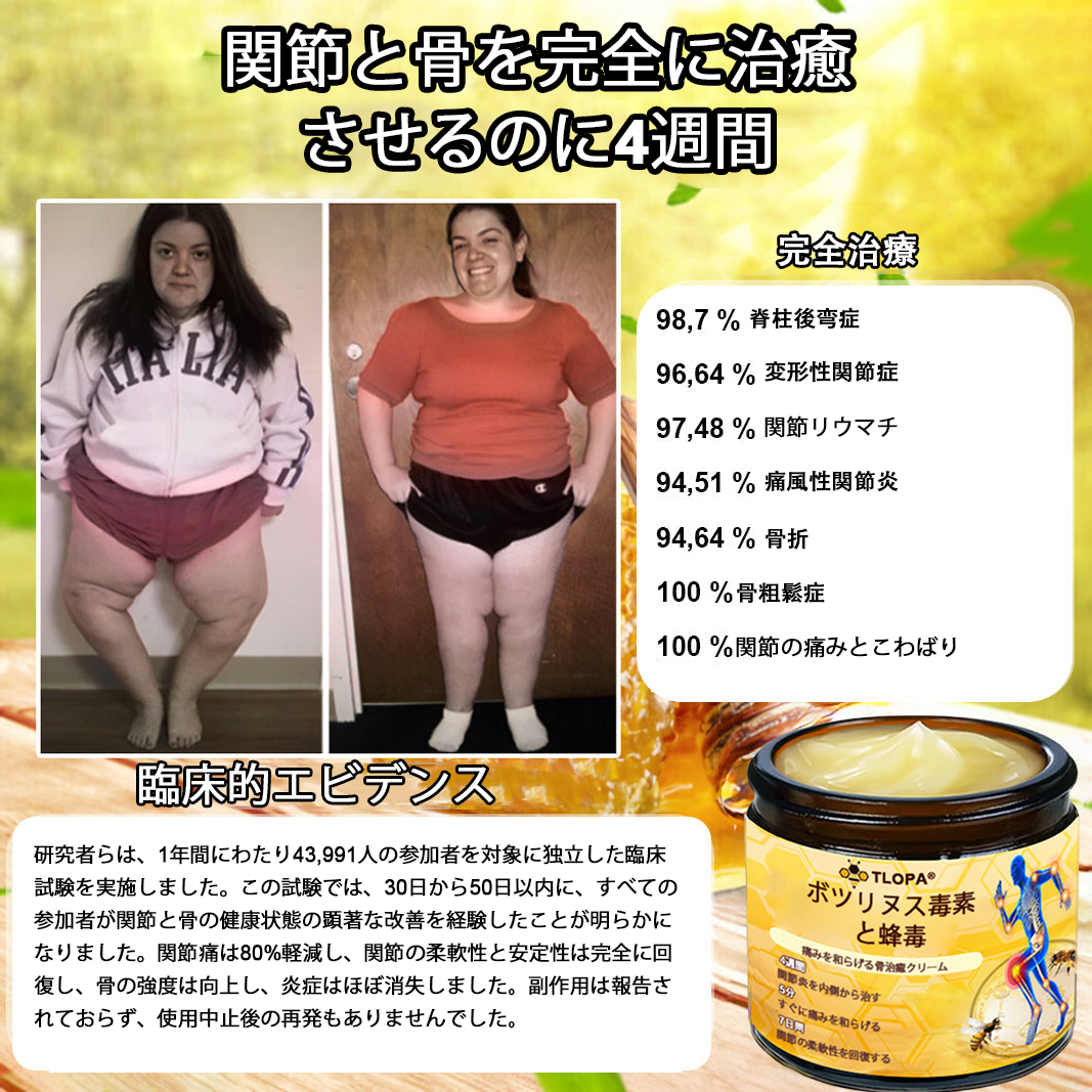 🔥🔥TLOPA®ボツリヌストキシンとビーベノムの骨の痛みを和らげ、癒すバーム🐝（整形外科医がシニアに推奨）🟡⚪